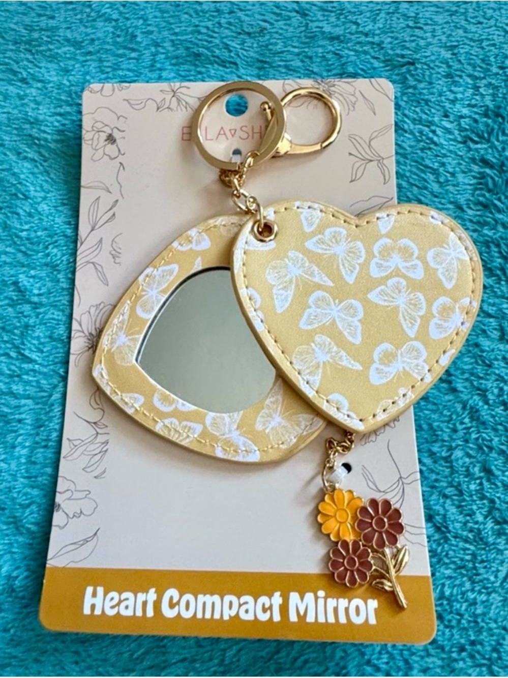 Heart Compact Mirror Bag Charm, NWT
